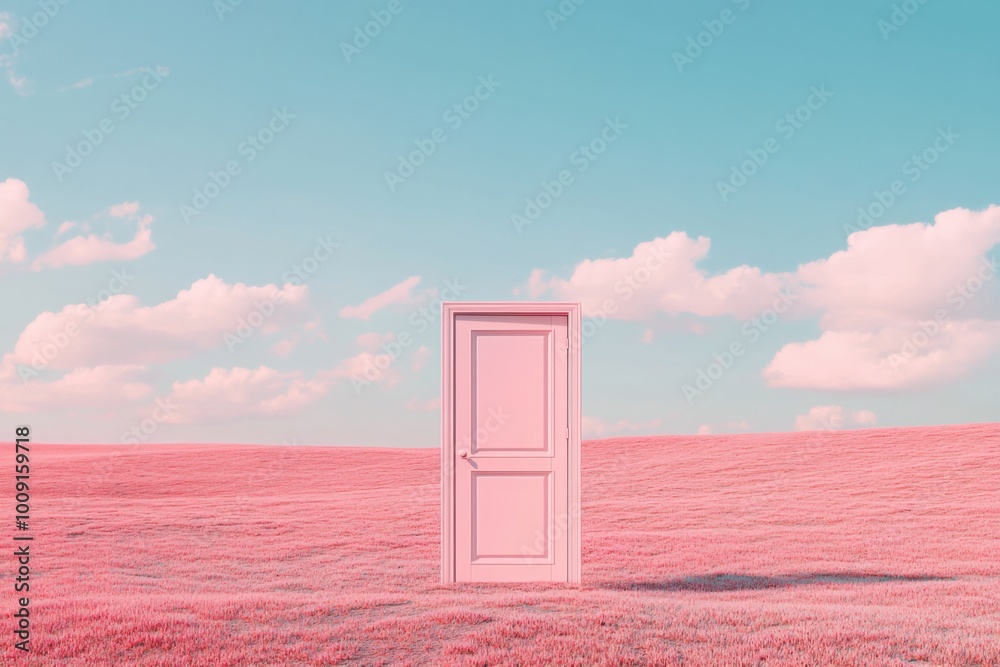 Reality's Exit: Open Door in Surreal Landscape Reality's Exit: Open Door in Surreal Landscape