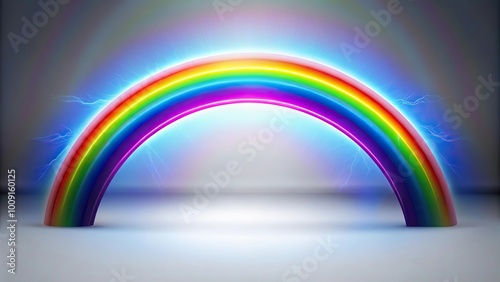 Electric rainbow with shadow on isolated white background reflected