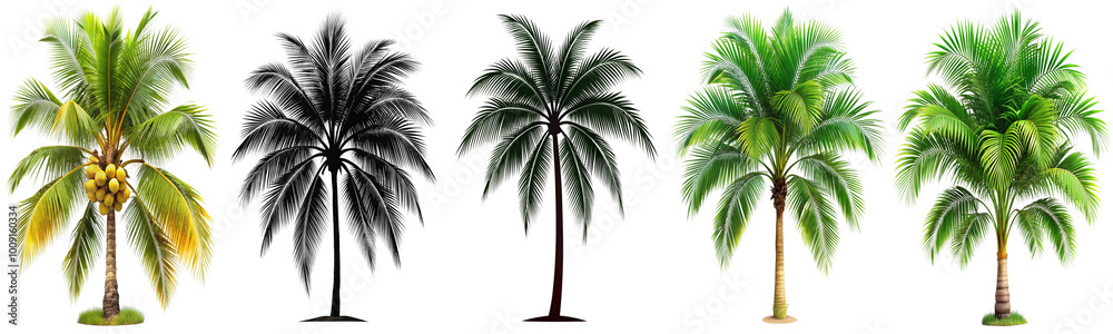 Obraz premium Tree bundle set isolated on transparent background, ideal for nature and landscaping designs