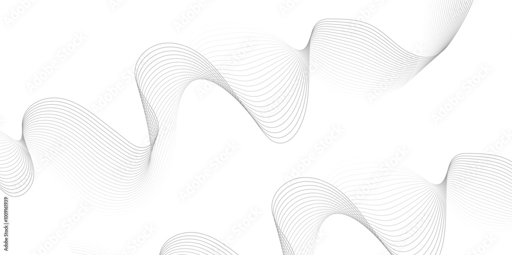 5White wave curve lines banner background design. Abstract soft wave lines dynamic flowing gray light isolated background. Vector Illustration of the gray pattern of lines. Black stripes on white.
5White wave curve lines banner background design. Abstract soft wave lines dynamic flowing gray light isolated background. Vector Illustration of the gray pattern of lines. Black stripes on white.