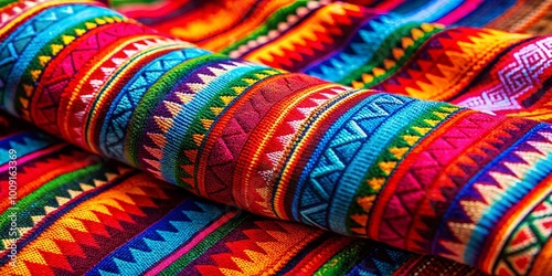 Colorful traditional piquito design with intricate patterns and vibrant colors on a textured background photo