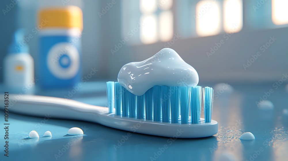 A close-up of a toothbrush with toothpaste emphasizes the significance of oral health in a simple bathroom setting. A close-up of a toothbrush with toothpaste emphasizes the significance of oral health in a simple bathroom setting.