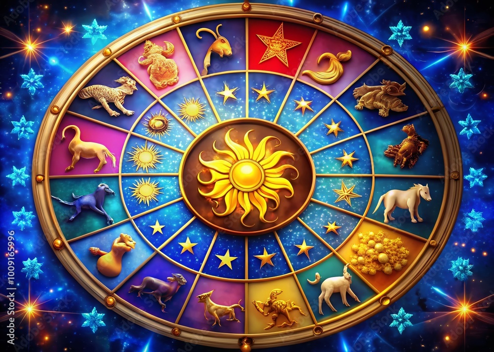 Fototapeta premium Colorful Zodiac Icons Set Representing Astrological Signs for Astrology and Horoscope Themes