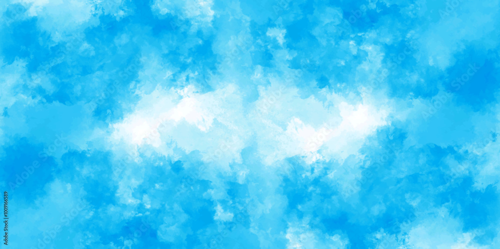 Obraz premium Abstract watercolor background with blue and white ink . Aquarelle painted light sky blue shades frame illustration. creative wet ink effect turquoise color watercolor background.