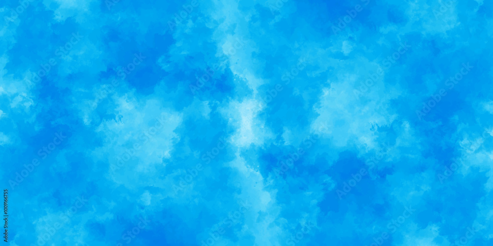 Abstract watercolor background with blue and white ink . Aquarelle painted light sky blue shades frame illustration. creative wet ink effect turquoise color watercolor background.