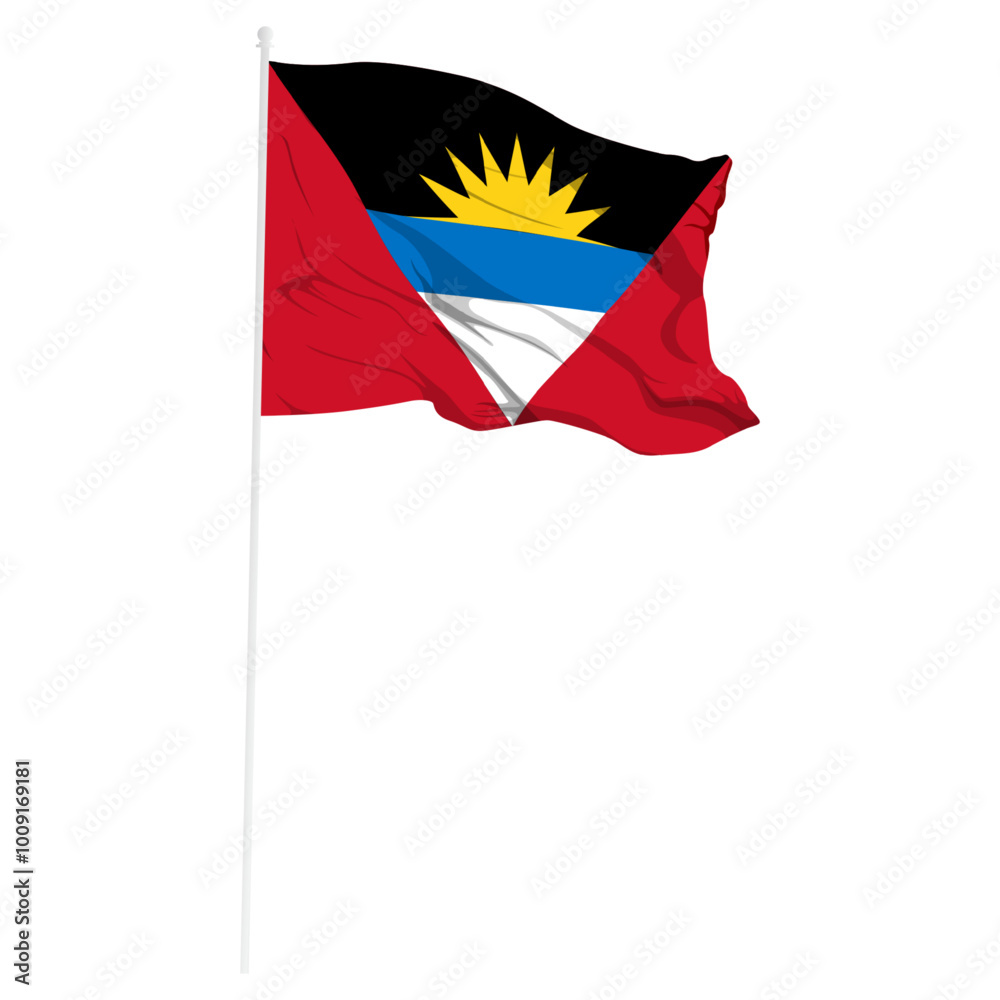 Obraz premium Vector illustration of wavy Antigua and Barbuda flag on transparent background