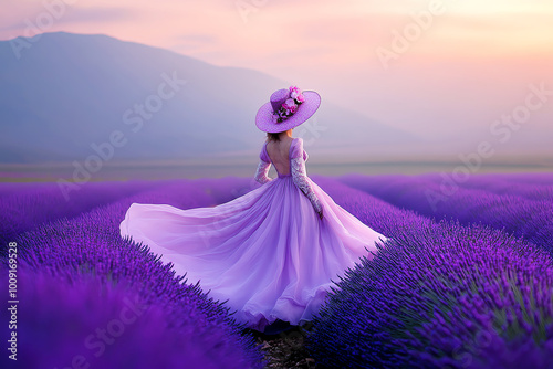 lavender girl, AI generated photo