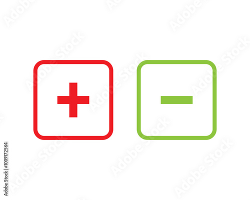 Plus and minus sign set. Vector