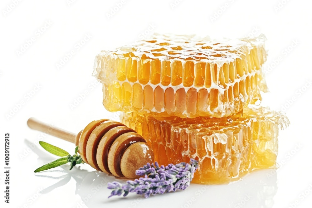 Sweet honey isolated on white background - generative ai Sweet honey isolated on white background - generative ai