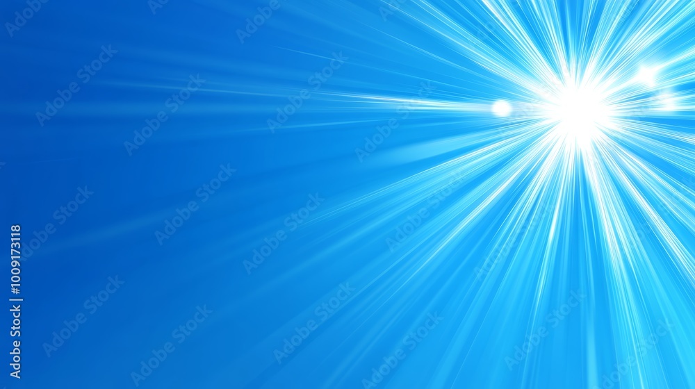 Abstract Blue Sky with Sun Rays and Glare Abstract Blue Sky with Sun Rays and Glare
