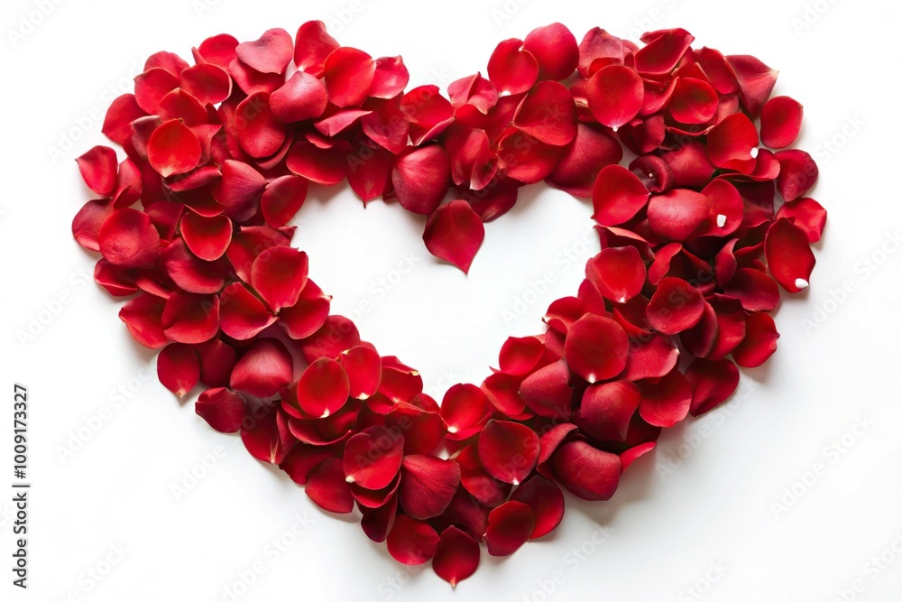 elegant heart made of red rose petals on white background elegant heart made of red rose petals on white background