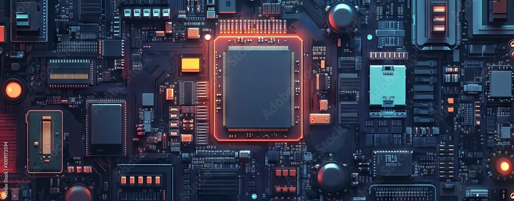 Circuitry Symphony: Aerial View of Technology Circuitry Symphony: Aerial View of Technology