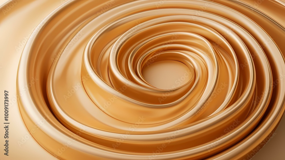 The image is a close-up of a swirling gold abstract form. The curves have a smooth, glossy finish. The image is a close-up of a swirling gold abstract form. The curves have a smooth, glossy finish.