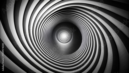 Monochrome Spiral Optical Illusion: Infinite Tunnel Effect