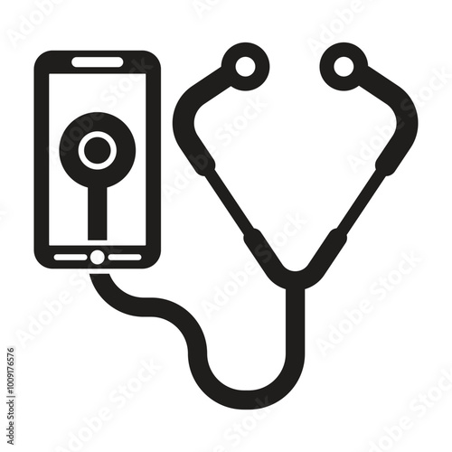 Stethoscope, mobile, medical icon