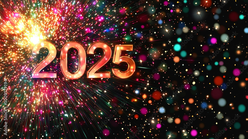 Celebrating the New Year 2025 with Sparkling Numbers and Festive Lights Celebrating the New Year 2025 with Sparkling Numbers and Festive Lights