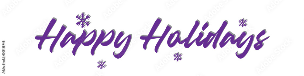 HAPPY HOLIDAYS vector brush calligraphy banner with snowflakes HAPPY HOLIDAYS vector brush calligraphy banner with snowflakes