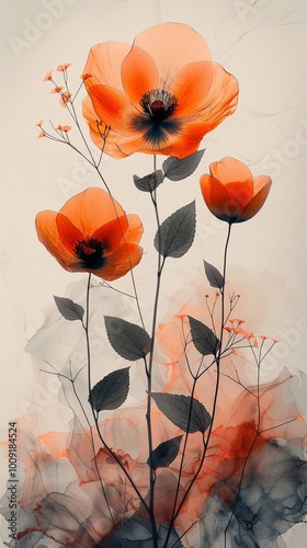 Painting of a bouquet of poppies