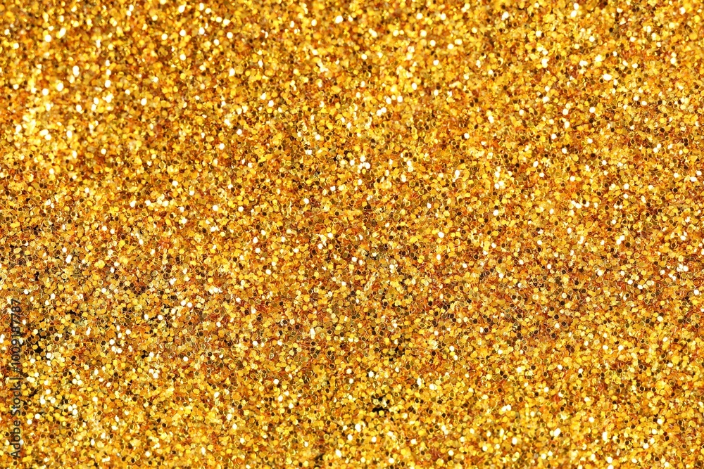 Beautiful shiny golden glitter as background, top view Beautiful shiny golden glitter as background, top view
