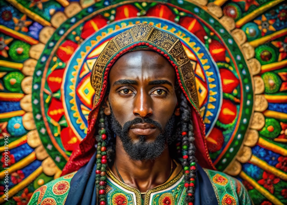 Obraz premium Cultural representation of black Jesus in Ethiopian art showcasing spirituality and religious heritage