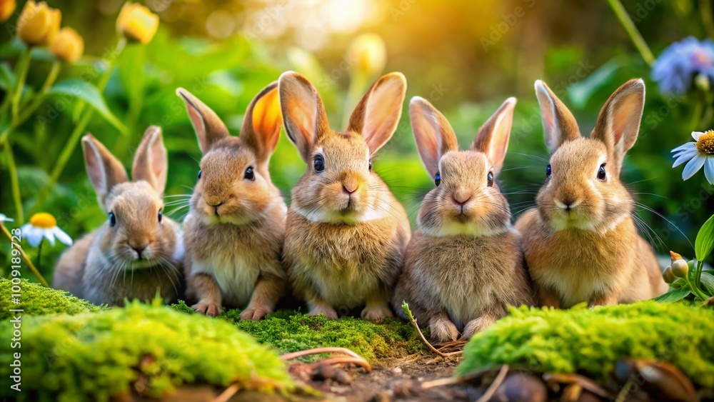 Cute and Playful Rabbits in a Natural Setting, Perfect for Nature and Animal Photography Lovers