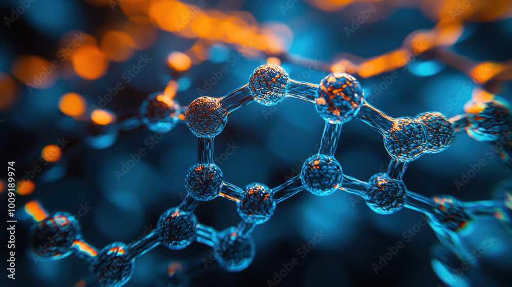 Intricate molecular structure illuminated in vibrant colors, showcasing beauty of scientific exploration and innovation. image captures essence of advanced materials and their potential Intricate molecular structure illuminated in vibrant colors, showcasing beauty of scientific exploration and innovation. image captures essence of advanced materials and their potential