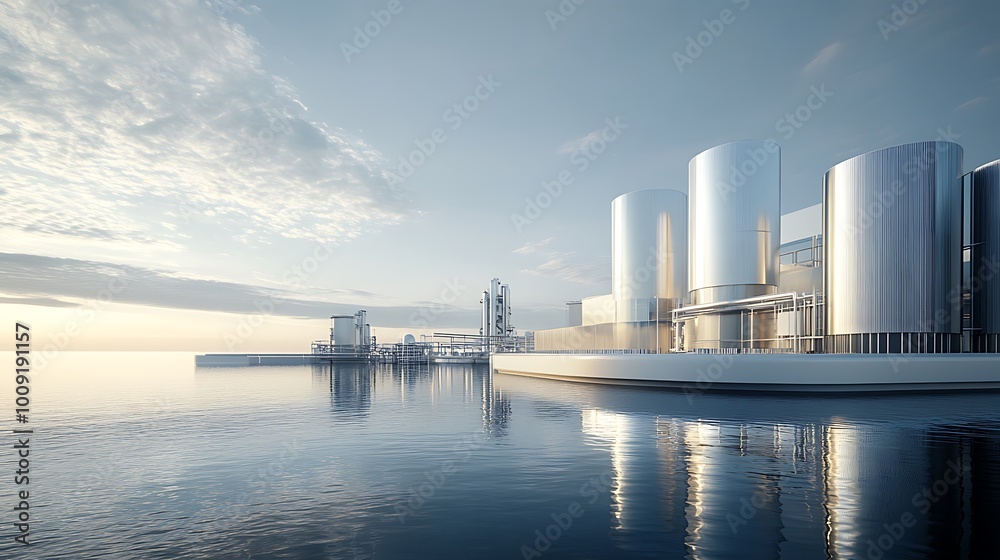 Modern Industrial Complex on a Calm Sea Modern Industrial Complex on a Calm Sea