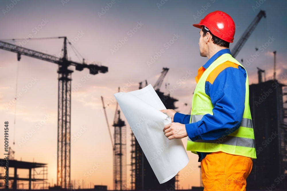 builder architect worker on construction site
