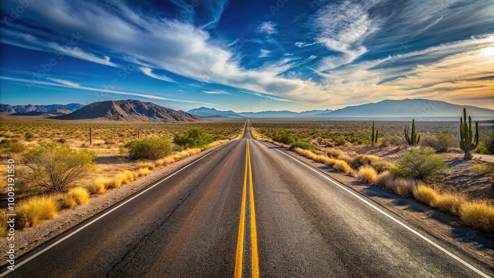 Naklejka premium empty desert road in East San Diego County along the USA and Mexican border