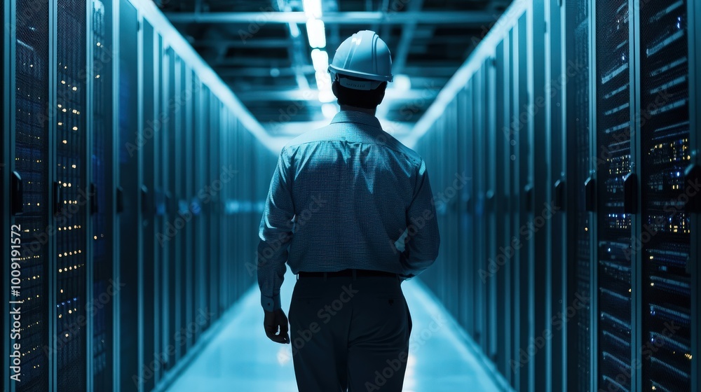 Fototapeta premium engineer working in datacenter room