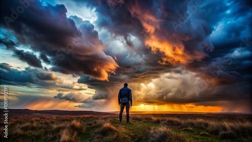 Dark and Brooding Landscape with Ominous Clouds and Gloomy Atmosphere Evoking a Sense of Dread