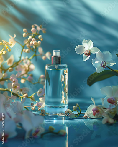 parfum mockup with flowers #1009193357