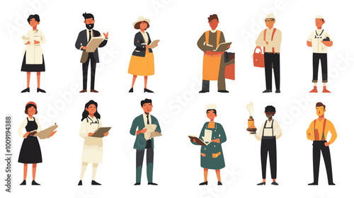 Set of characters of men and women of various professions. People working in various fields of work