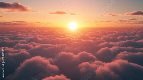 Wallpaper Mural aerial view of an epic sunset above the clouds going under the horizon. evening sun background. heaven-like sunrise landscape photo in the sky. Torontodigital.ca