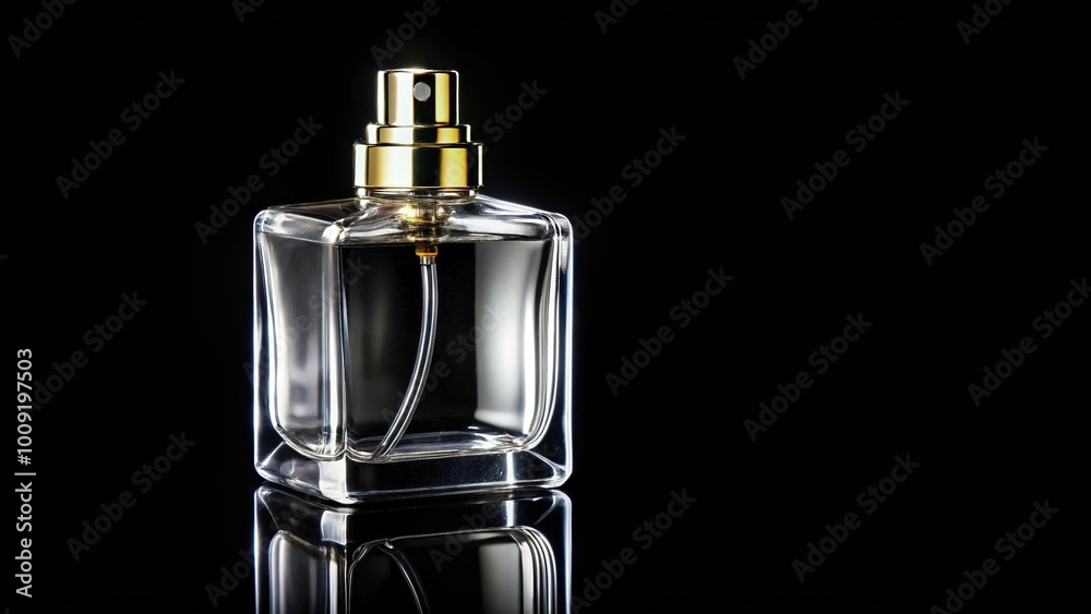 Empty perfume bottle isolated on black background Empty perfume bottle isolated on black background