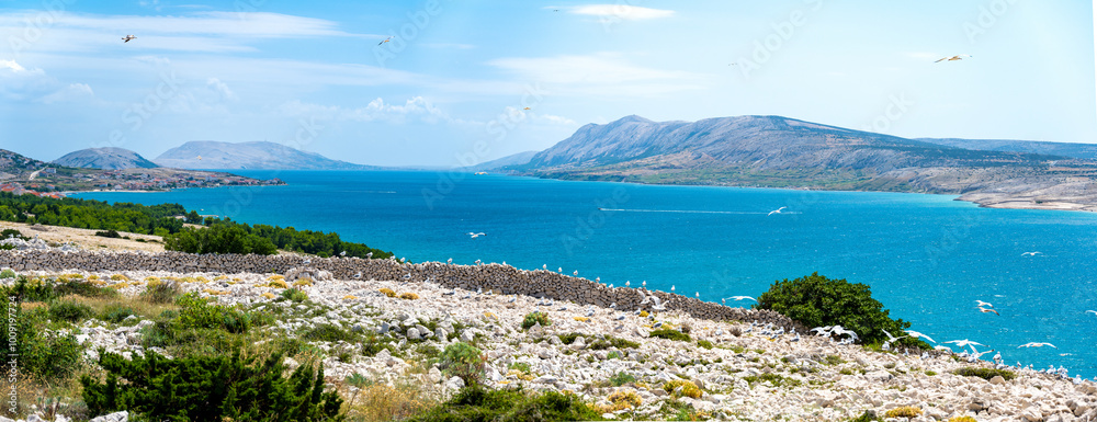 panoramic landscape on island Pag in Croatia