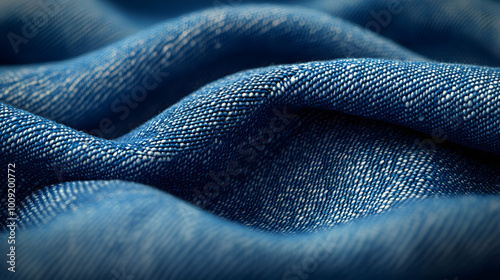 A Close-up of Denim Fabric Highlighting the Unique Texture and Stitching 