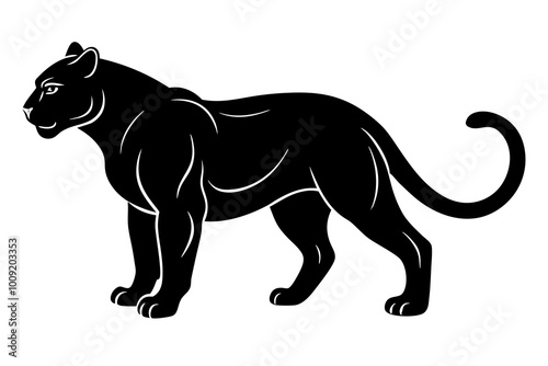 Cougar Silhouette with Muscular, Low-Slung Body