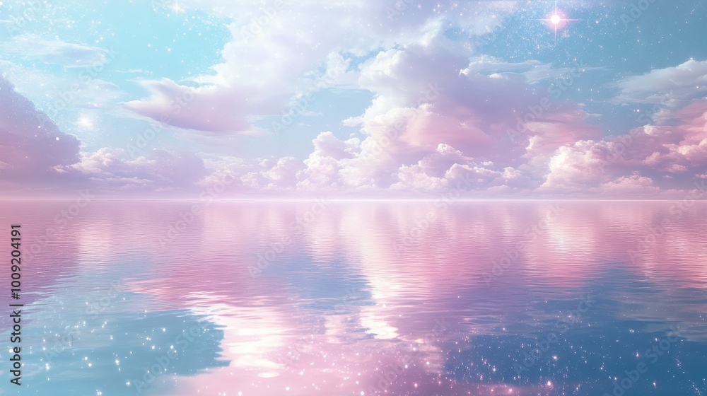 Serene Tranquility: A Pastel Dreamscape Reflected on a Calm Lake Serene Tranquility: A Pastel Dreamscape Reflected on a Calm Lake