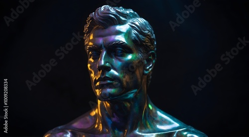 stunning iridescent male marble bust