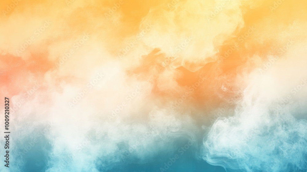 Abstract Background with Copy Space in Soft Orange and Blue Tones, Watercolor Style with Smoke-Like Elements Abstract Background with Copy Space in Soft Orange and Blue Tones, Watercolor Style with Smoke-Like Elements