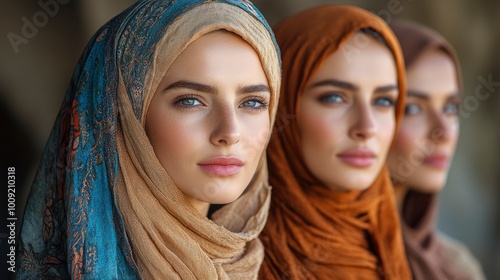 Three Young Women Wearing Hijabs