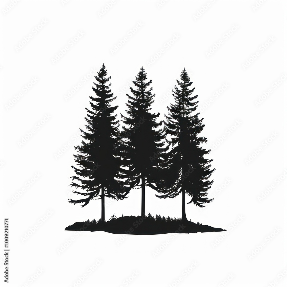 Obraz premium Pine trees silhouette illustrated chandelier.