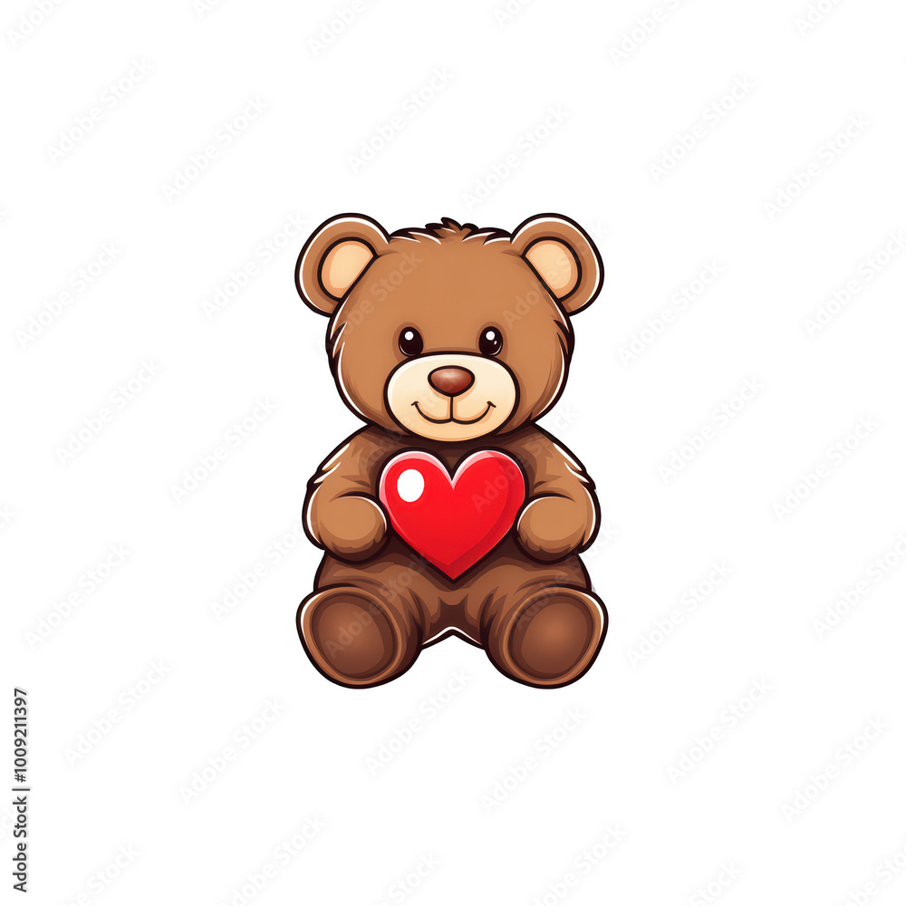 Cute teddy bear holding a heart isolated on white background. Cute teddy bear holding a heart isolated on white background.