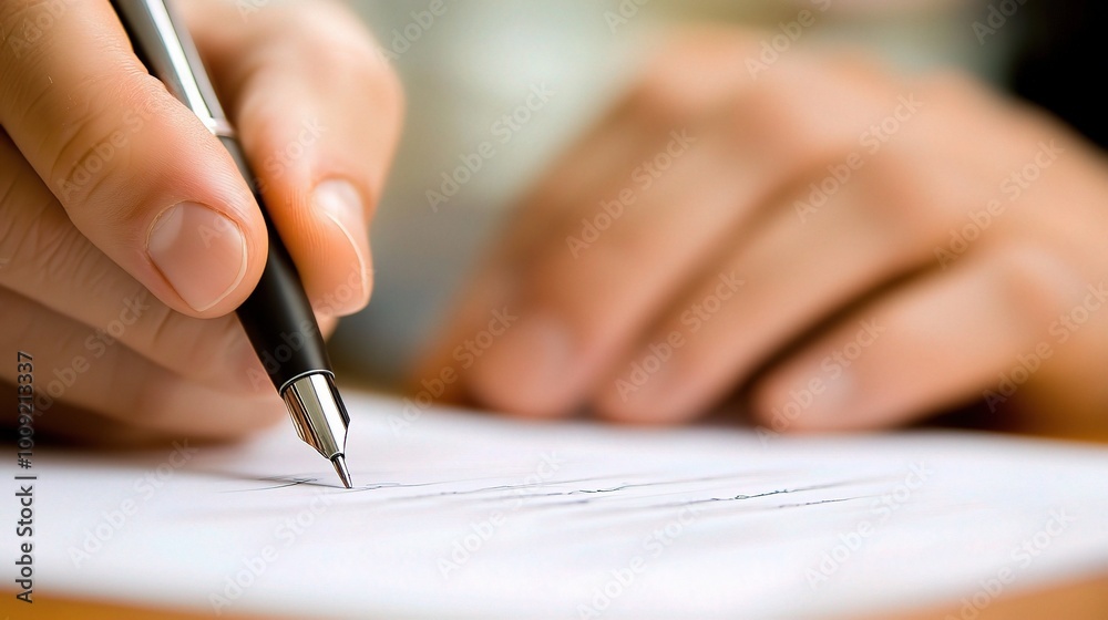 Business Contract Signing with Close-Up Focus Business Contract Signing with Close-Up Focus