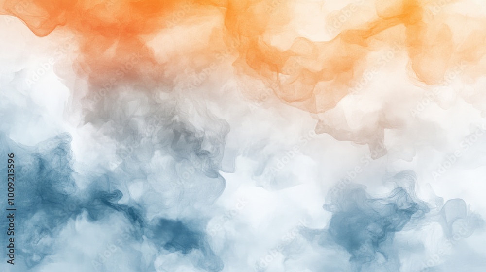 Fototapeta premium Orange and Blue Smoke and Fog Glowing Illustration Art, Abstract Background Painting
