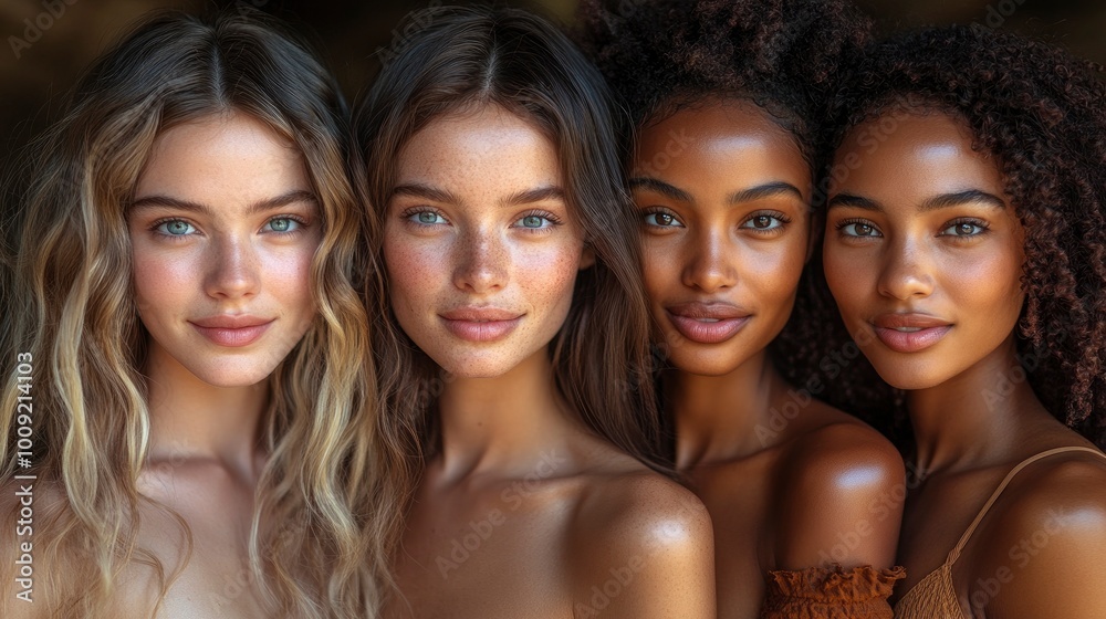 Beautiful Diverse Women Smiling Together Beautiful Diverse Women Smiling Together