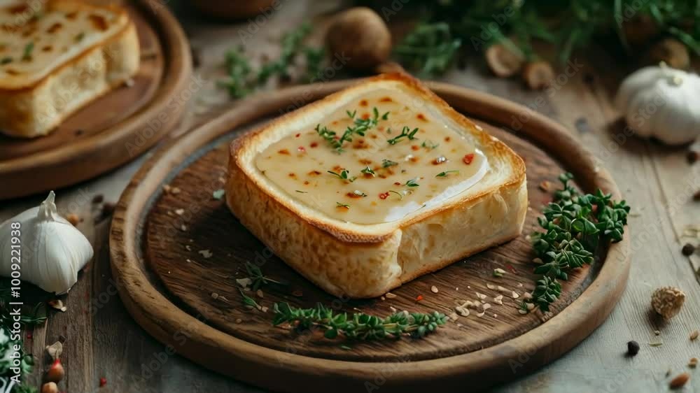 Toasted Bread with Melted Cheese and Herbs Toasted Bread with Melted Cheese and Herbs