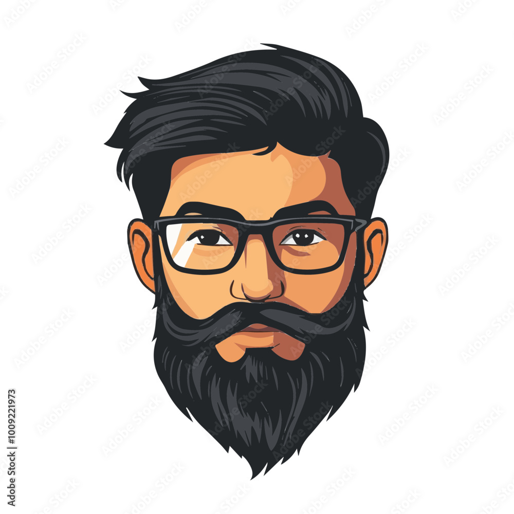 Cartoon-style logo of a bearded man wearing glasses. Perfect for avatars, logo designs, and branding illustrations. Cartoon-style logo of a bearded man wearing glasses. Perfect for avatars, logo designs, and branding illustrations.
