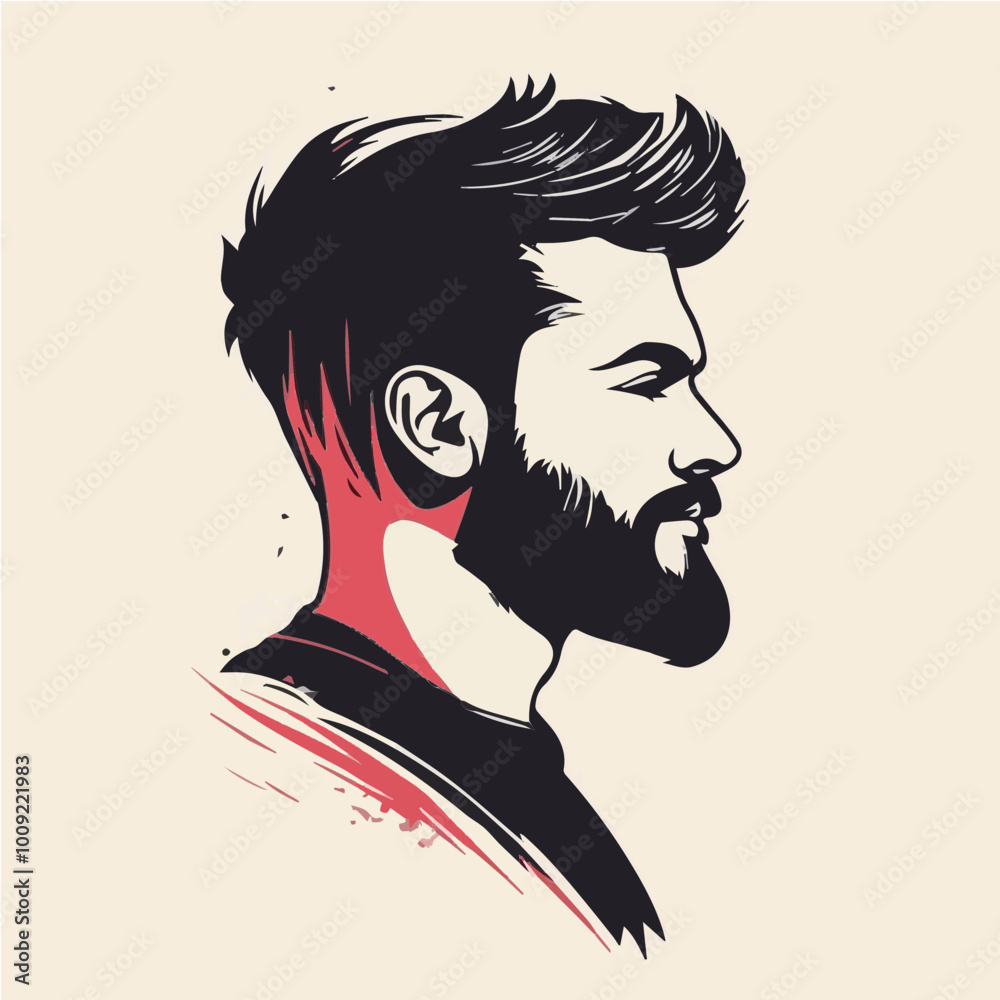 Modern vector logo featuring a bearded man with trendy hair. Ideal for barbershops, personal stylist branding, and grooming logos with a clean and professional style. Modern vector logo featuring a bearded man with trendy hair. Ideal for barbershops, personal stylist branding, and grooming logos with a clean and professional style.